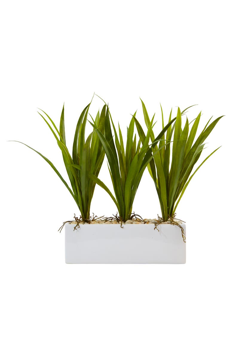 NEARLY NATURAL Grass in Rectangular Planter, Main, color, Green