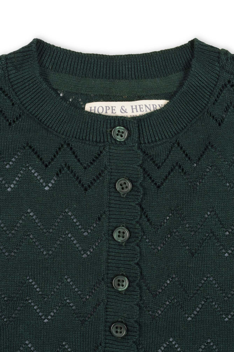 Kids' Organic Puff Sleeve Henley Sweater, Alternate, color, Deep Green