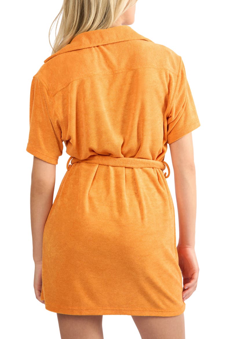 The Coastal Terry Cloth Cover-Up Shirtdress, Alternate, color, ORANGE