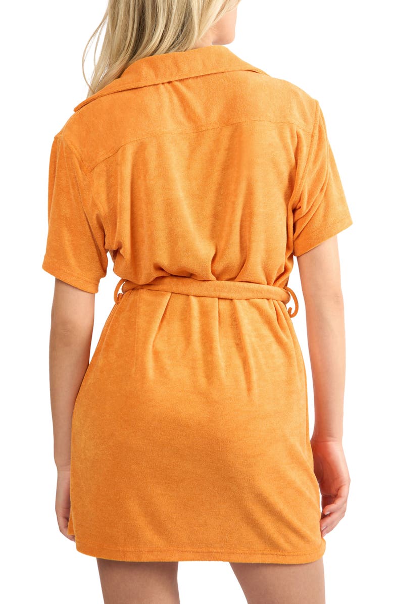 Viens Avec Moi The Coastal Terry Cloth Cover-Up Shirtdress, Alternate, color, Orange
