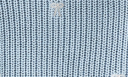Lucky Brand Bow Embroidered Short Sleeve Sweater In Blue