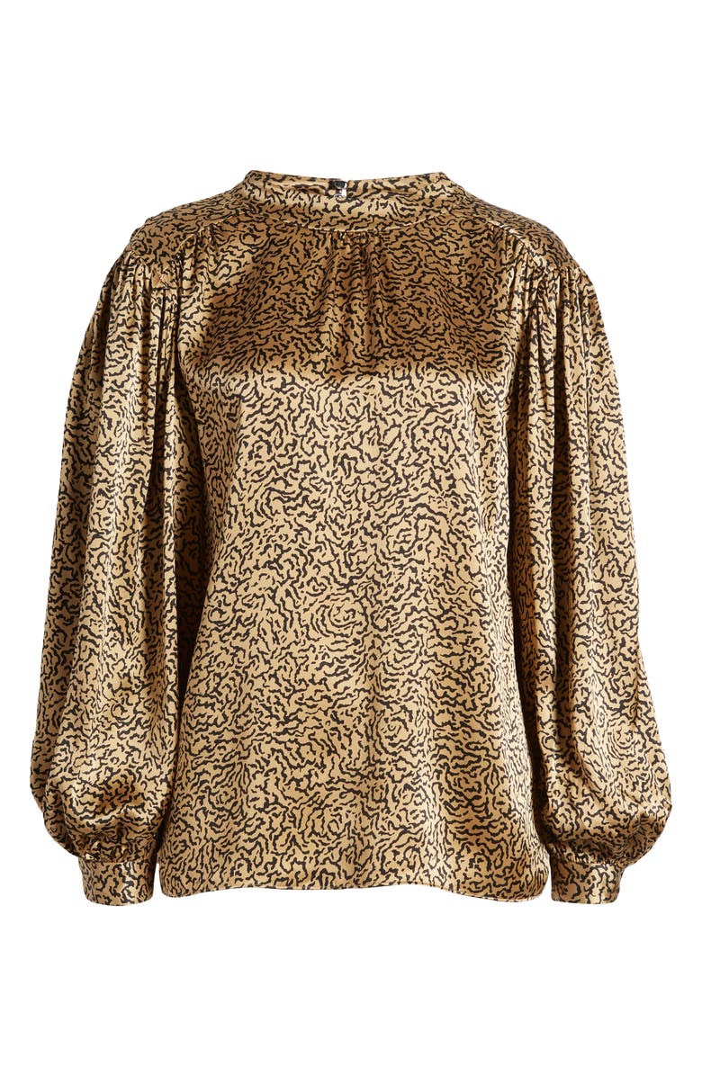 FRAME Abstract Print Balloon Sleeve Silk Top, Alternate, color,