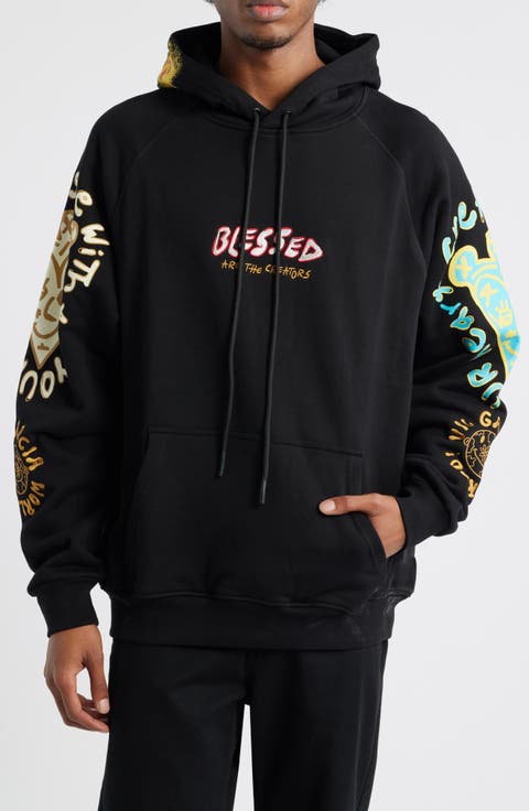 Blessed Emroidered Cotton Pullover Hoodie