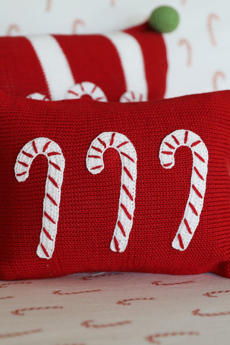 Candy Cane Mini Pillow, Red, Alternate, color, Red