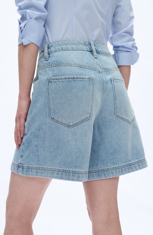 Bayeas Seamed Mid Rise Denim Bermuda Shorts In Blue