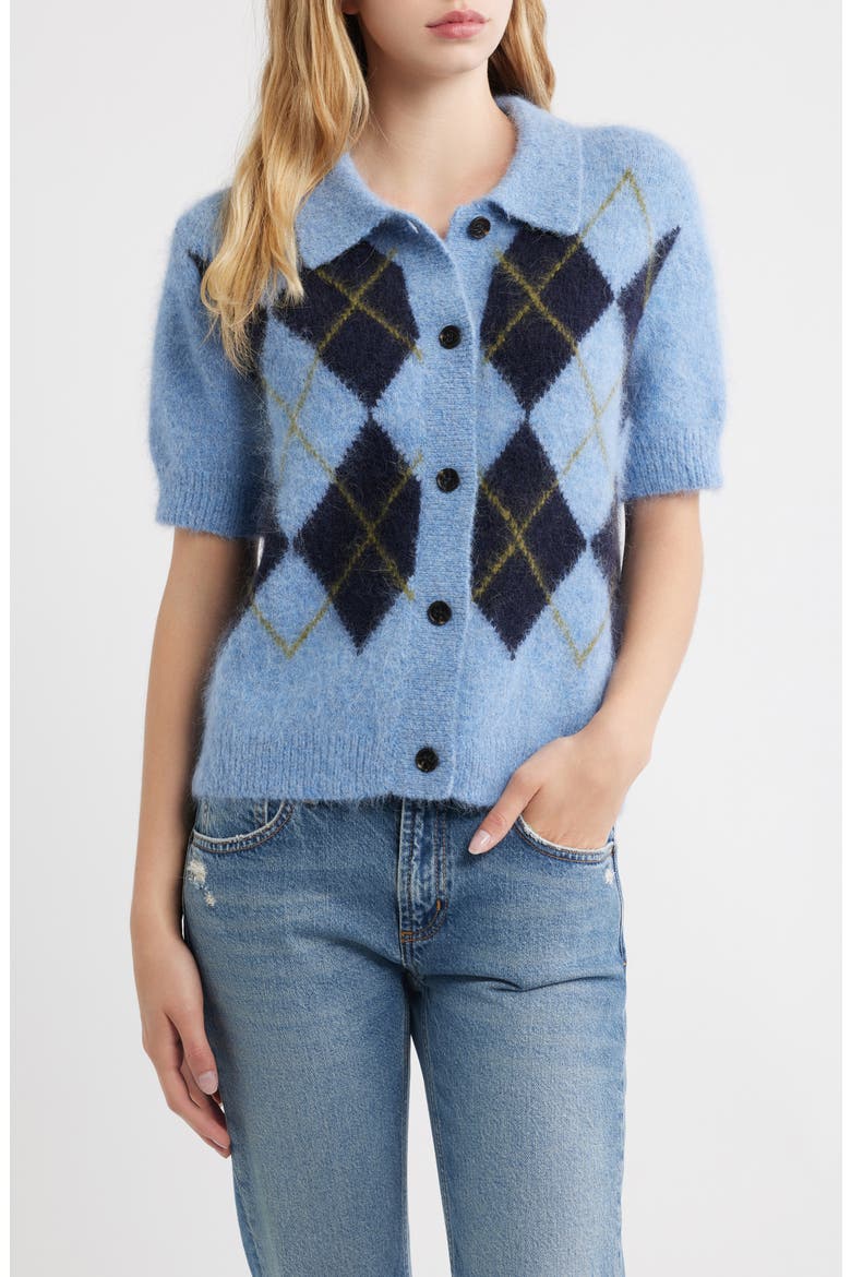 Kelly Argyle Short Sleeve Cardigan, Main, color, ARGYLE