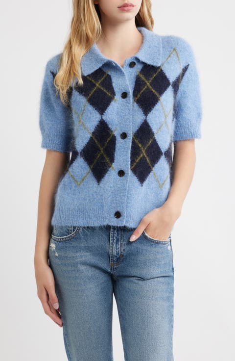 Kelly Argyle Short Sleeve Cardigan