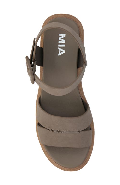 Mia Jovie Ankle Strap Platform Wedge Sandal In Taupe