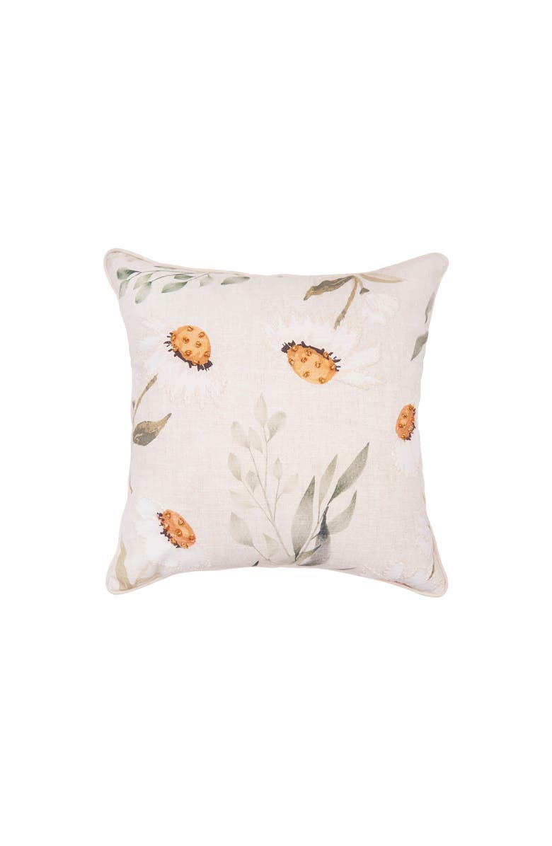 C&F Home April Showers Daisy Flowers Cotton Blend Accent Throw Pillow 18" x 18", Main, color, Yellow