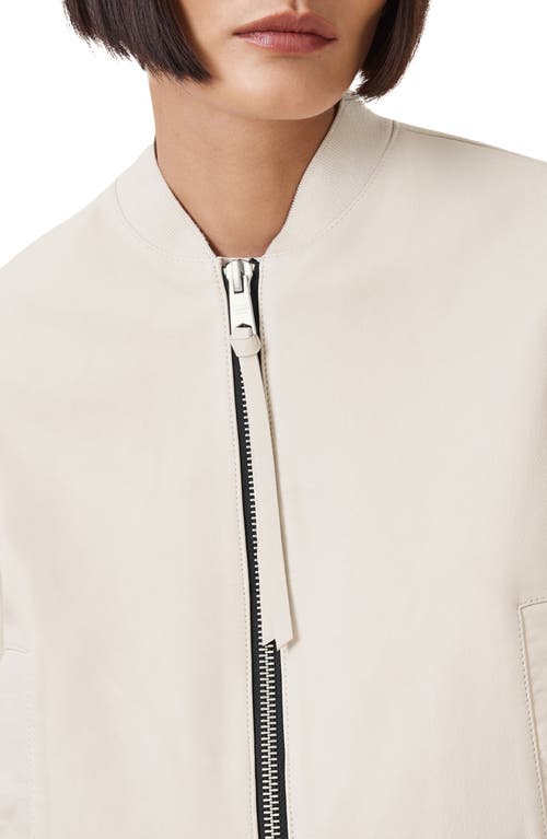 Allsaints Orten Leather Bomber Jacket In Onyx White
