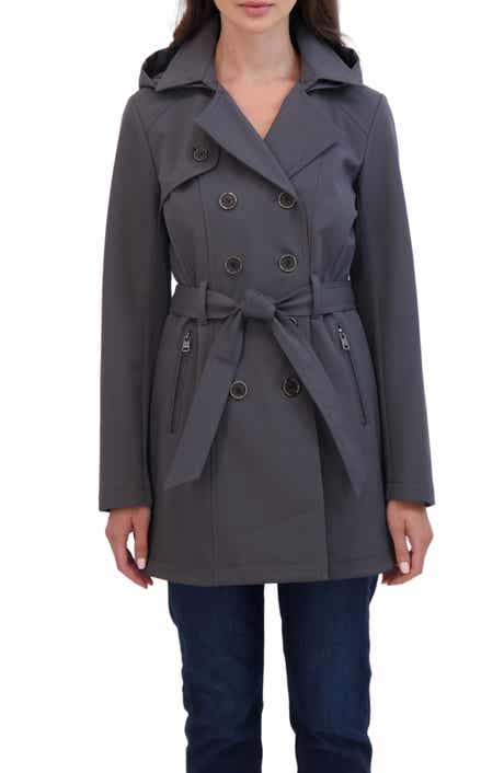 Sebby Water-Resistant Hooded Double-Breasted Trench Coat