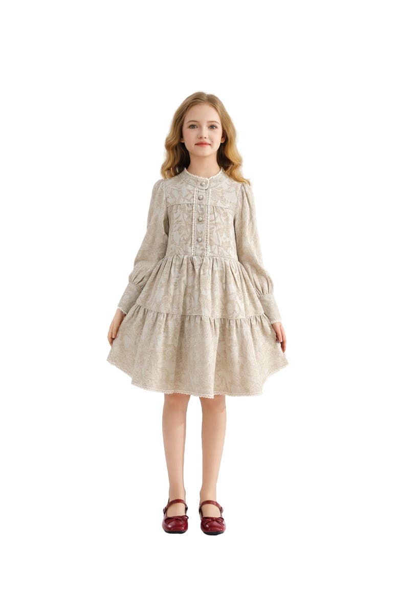 Sweet Cactus Tiered Modest Dress, Alternate, color, Beige