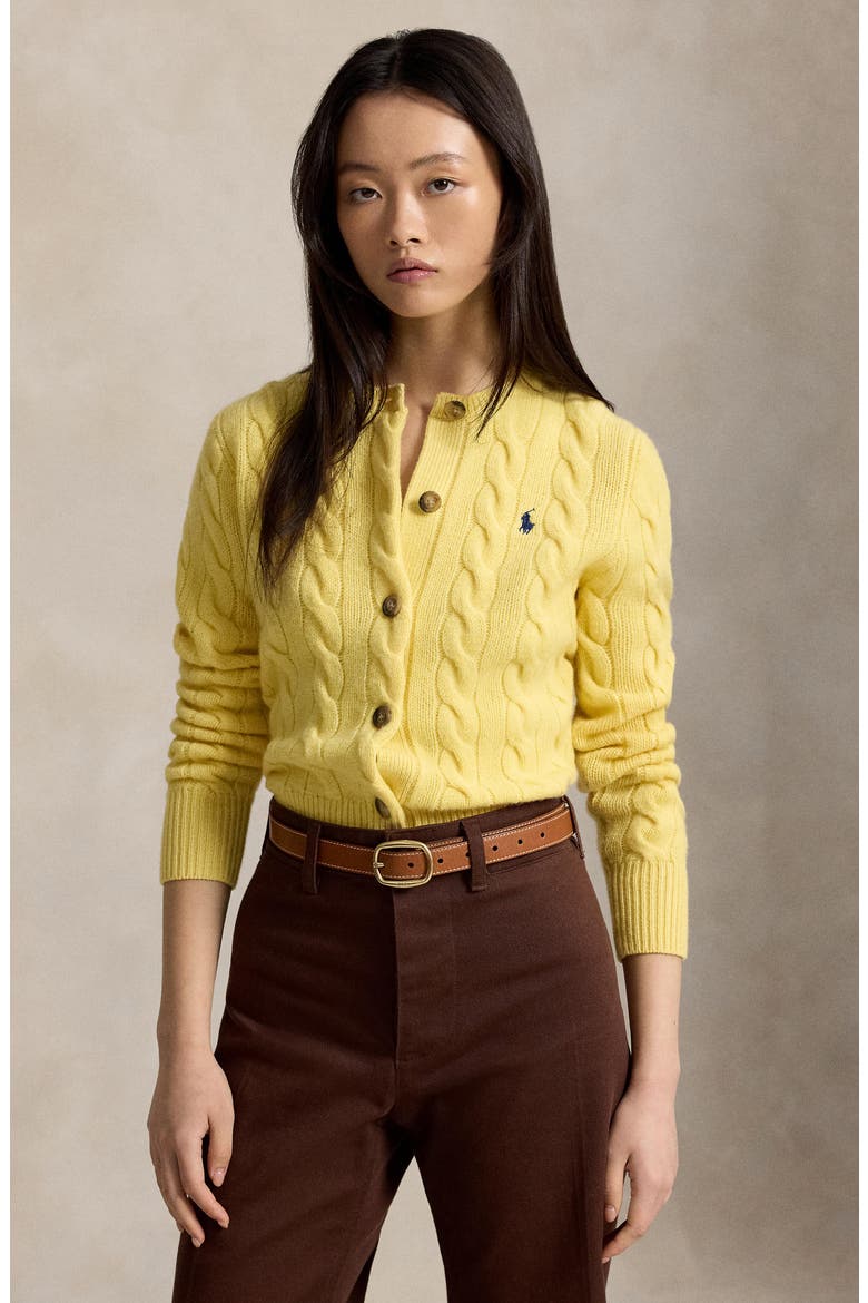 Wool & Cashmere Cardigan, Alternate, color, FALL YELLOW