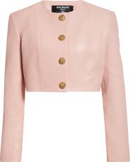 Balmain Crop Lambskin Jacket