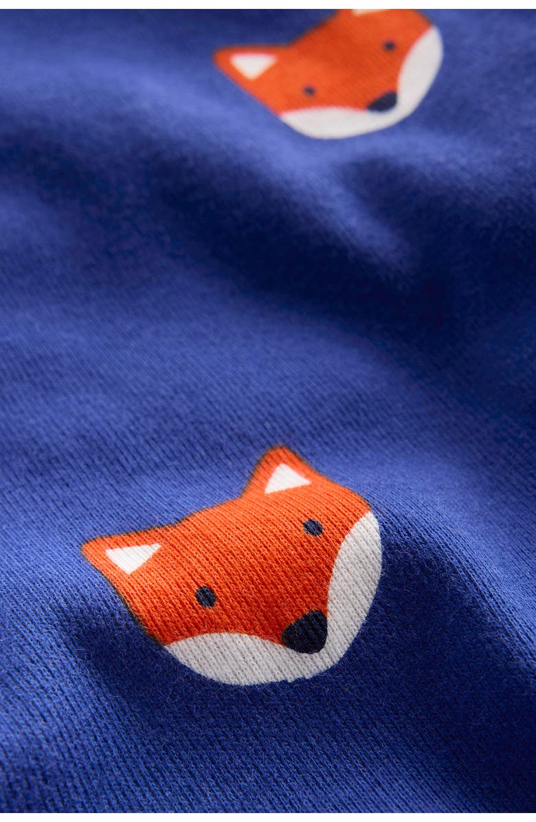 Mini Boden Kids' Fox Print Fitted Two-Piece Cotton Pajamas, Alternate, color, Sapphire Blue Foxes