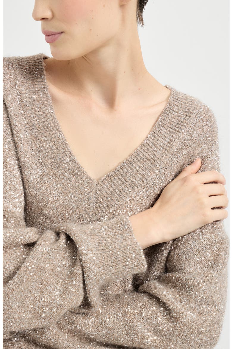 Dazzling texture sweater, Alternate, color, Light Brown