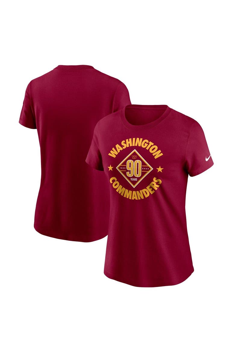 Women's Nike Burgundy Washington Commanders 90th Anniversary T-Shirt, Main, color, Burgundy