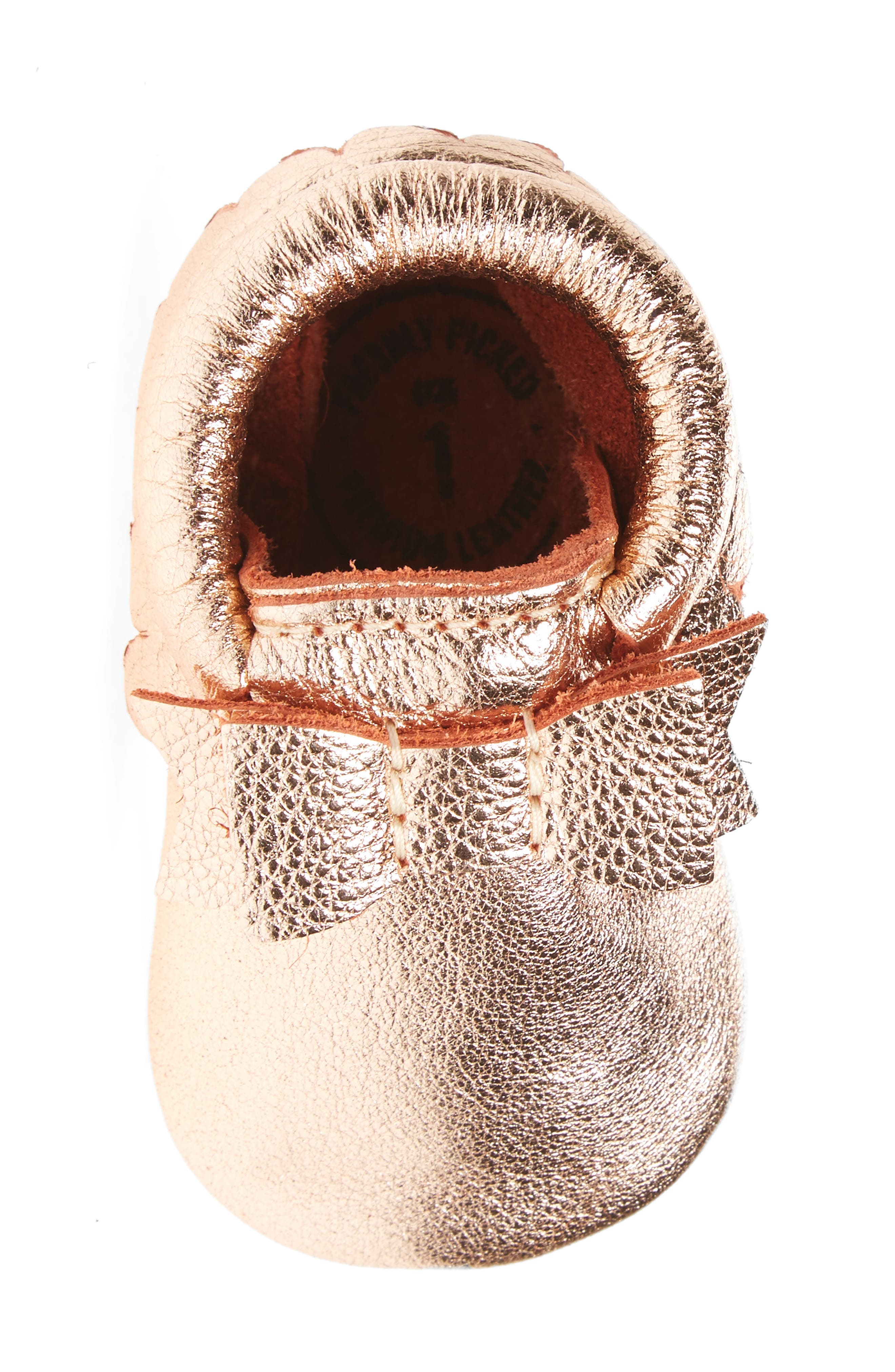 Bow Moccasin, Alternate, color, ROSE GOLD