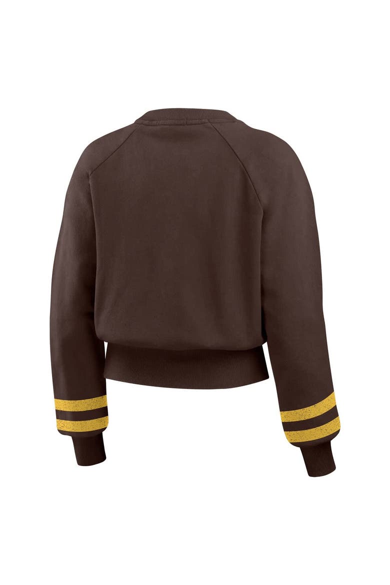 Women's WEAR by Erin Andrews  Brown San Diego Padres Vintage Washed Cropped Pullover Sweatshirt, Alternate, color, Brown