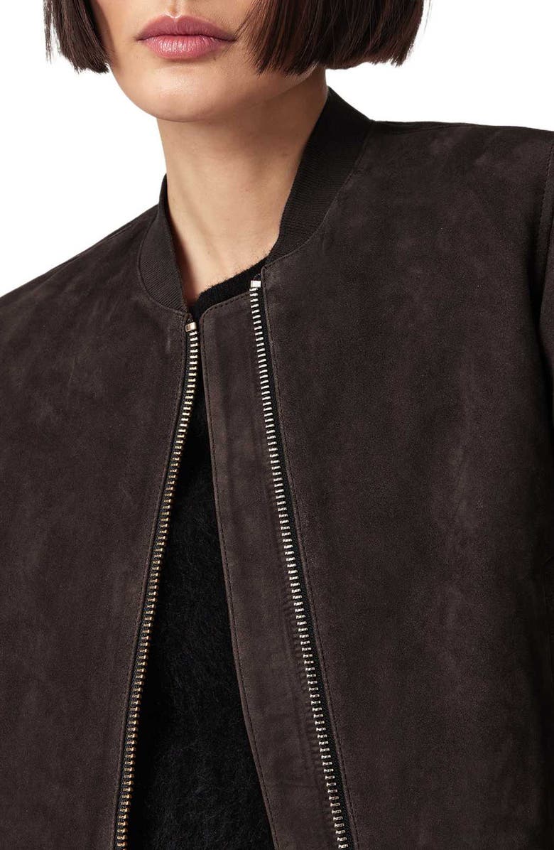 AllSaints Orten Suede Bomber Jacket, Alternate, color, Bitter Brown