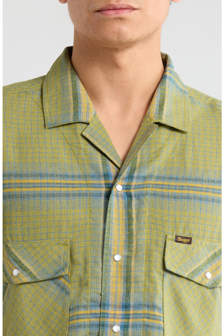 Whippersnapper Short Sleeve Snap-Up Shirt, Alternate, color, MOSS GRID PLAID