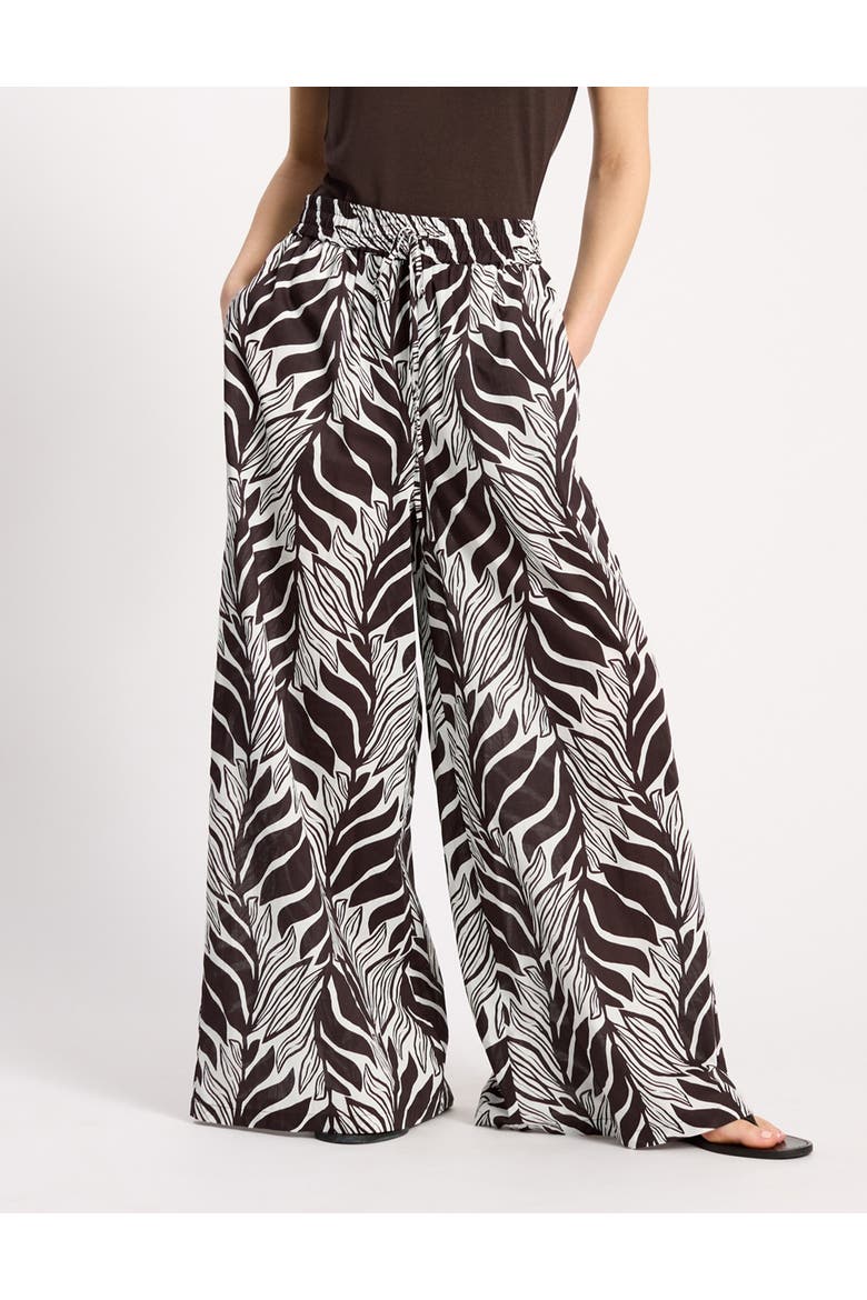 Mono Palm High-Waist Wide-Leg Trousers, Main, color, Brown