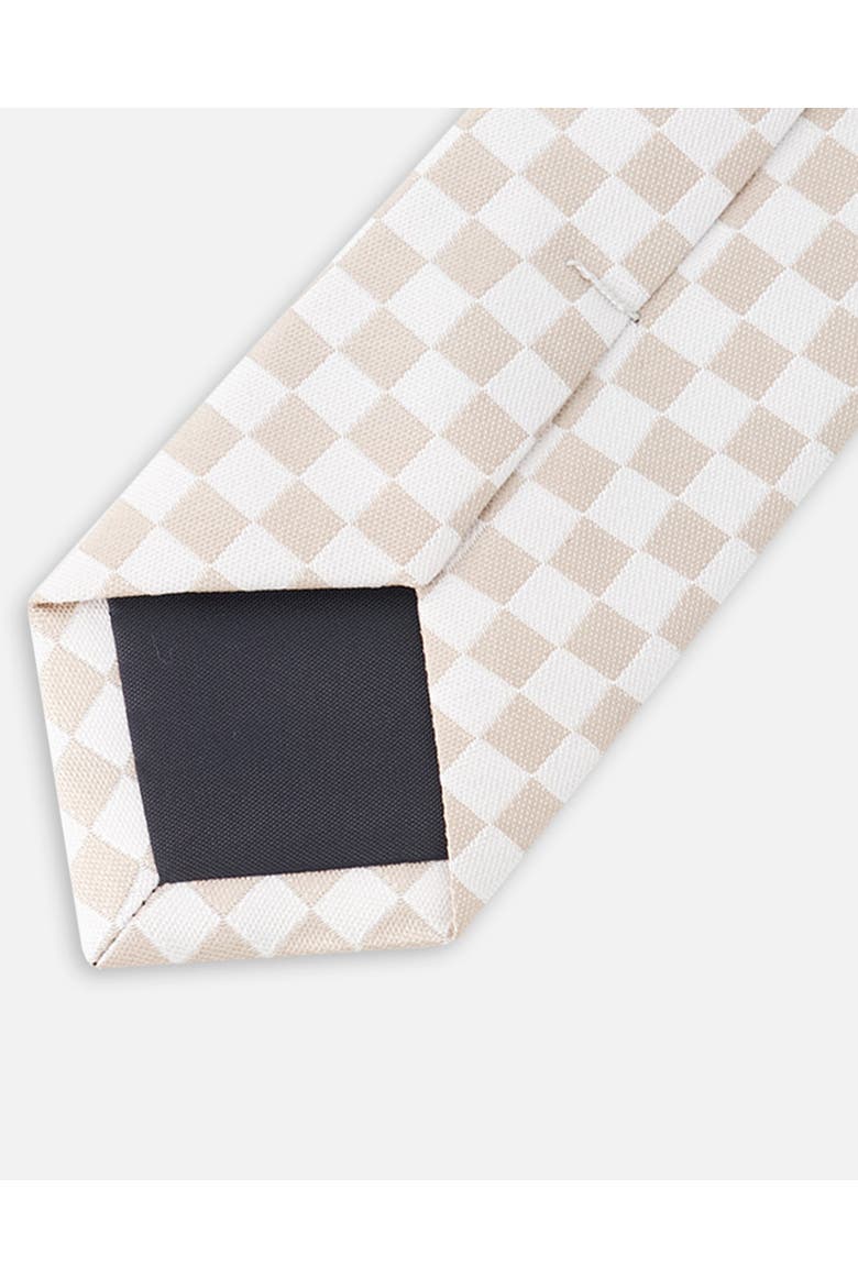 Sand Check Neck Tie, Alternate, color, White and Sand Check
