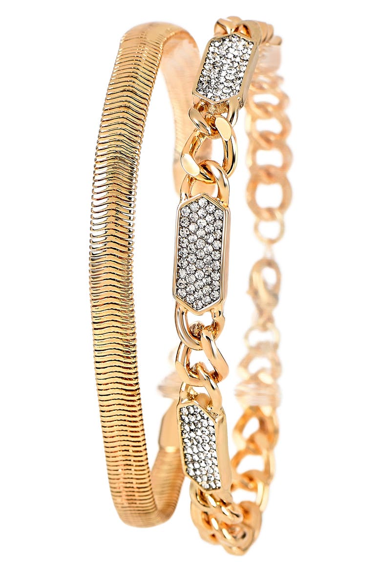 Crystal Chain Bracelets & Mother-of-Pearl Bracelet Watch, 30mm, Alternate, color, GOLD