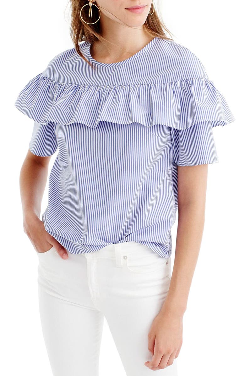 J.CREW FACTORY J.Crew 'Edie' Ruffle Top, Main, color, 