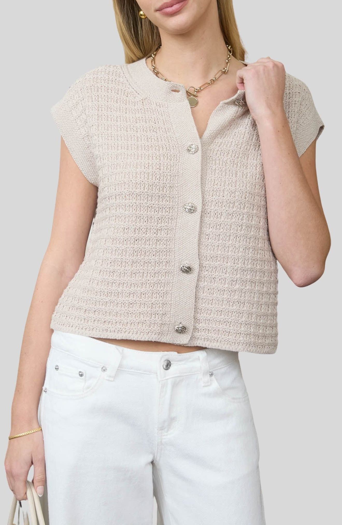 Cap Sleeve Button Front Cardigan - image 3