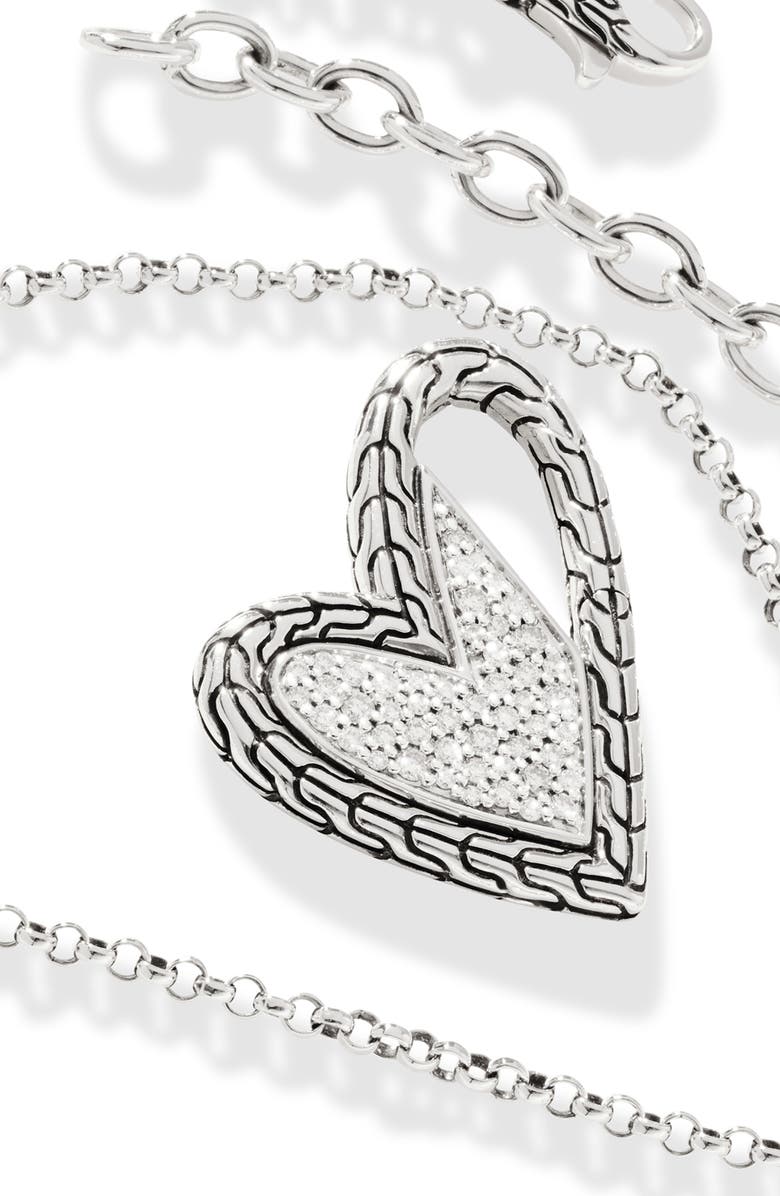 John Hardy Manah Pavé Diamond Heart Pendant Necklace, Alternate, color,
