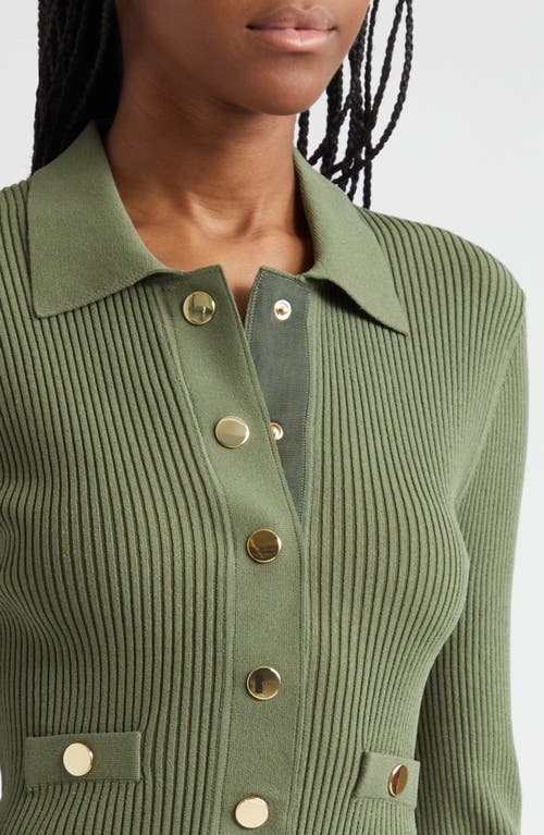 Veronica Beard Lauper Long-sleeve Ribbed Mini Dress In Stone Army