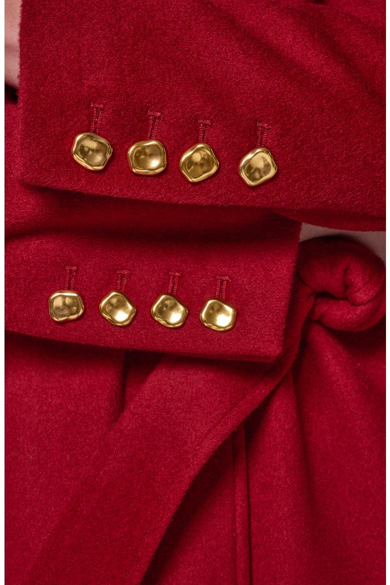 Belted Funnel Neck Wool Blend Coat, Alternate, color, METRO RED