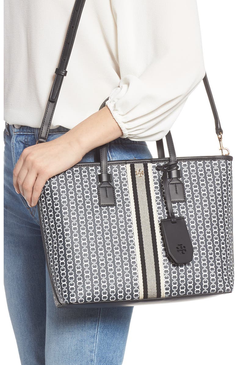 Tory Burch Small Gemini Link Coated Canvas Tote, Alternate, color,