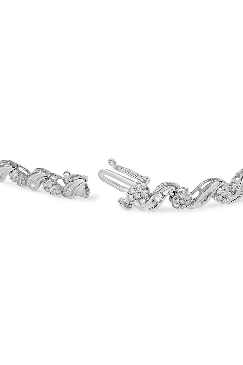 10K White Gold 2.00 Cttw Diamond Floral Design Swirl Link  Bracelet, Alternate, color, White