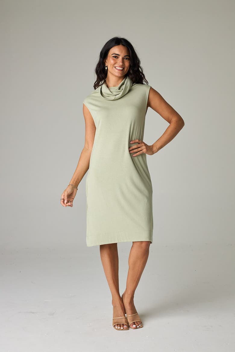 Kakadu Eco-Luxe Rib Sleeveless Funnel Neck Tunic/Dress - Ultra-Luxe Flow, Alternate, color, Fern
