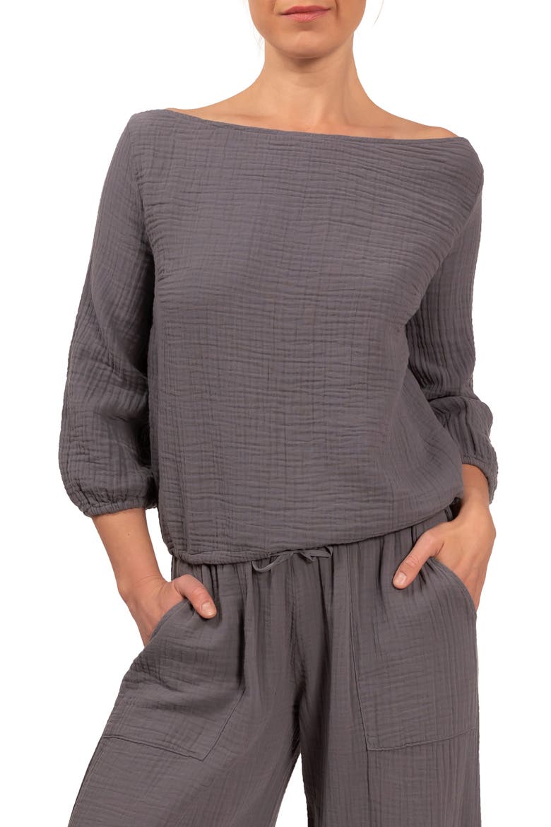 Riley Gauze Split Hem Pants, Main, color, SLATE