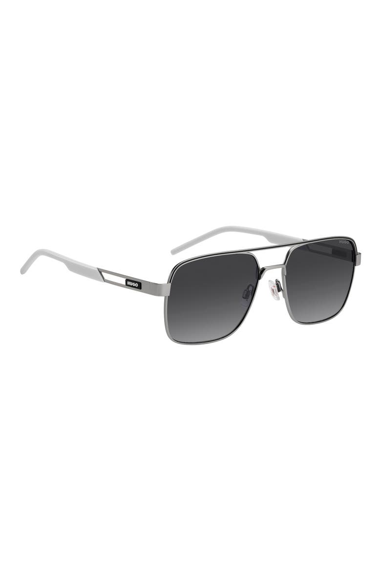 57mm Square Sunglasses, Alternate, color, MATTE RUTHENIUM/ DARK GREY SF