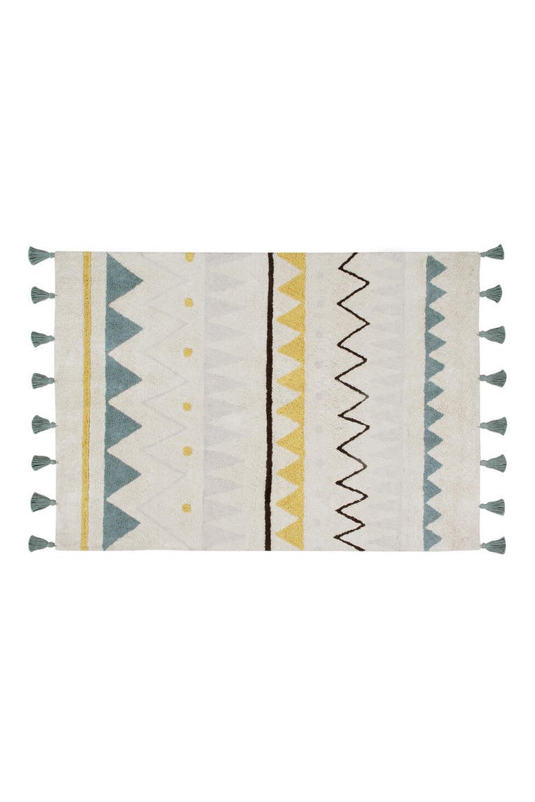 Zigzag Stripe Washable Rug, Main, color, VINTAGE BLUE