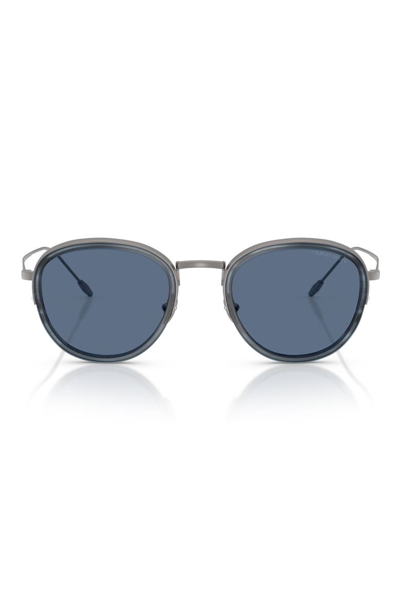 50mm Round Sunglasses, Main, color, GUNMETAL / DARK BLUE