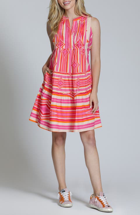 Pintuck Sleeveless Cotton Dress