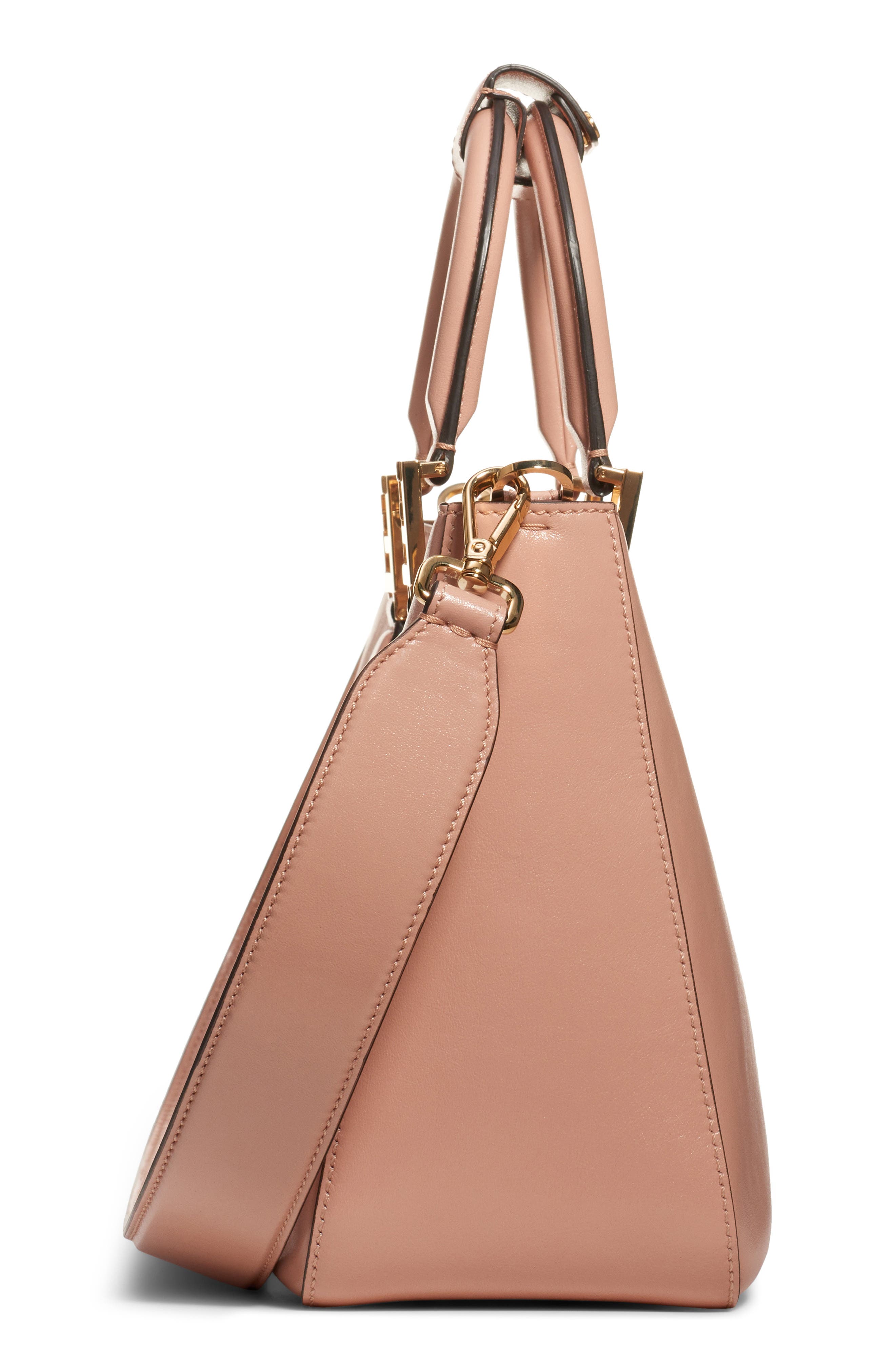 Small Glacier Top Handle Leather Tote, Alternate, color, ROSA BOURBON/ SOFT GOLD