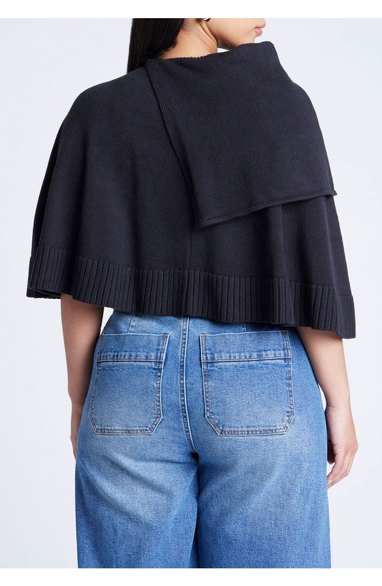 ELOQUII Button Detail Sweater Poncho, Alternate, color, Black Onyx