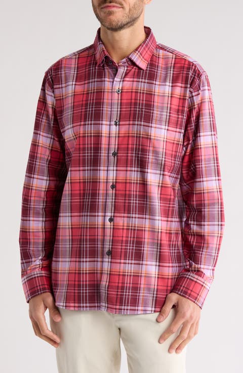 Lazlo Check Stretch Cotton & Silk Button-Up Shirt