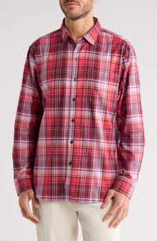 Tommy Bahama Lazlo Check Stretch Cotton & Silk Button-Up Shirt