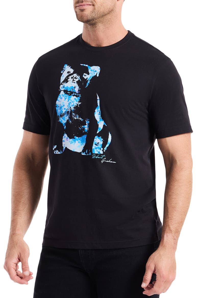 Neon Dog Knit Graphic T-Shirt, Alternate, color, BLACK