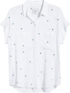 Rails Cito Floral Embroidered Linen Blend Button-Up Shirt