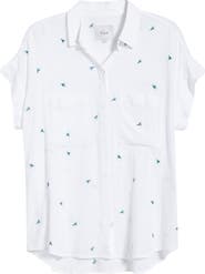 Rails Cito Floral Embroidered Linen Blend Button-Up Shirt