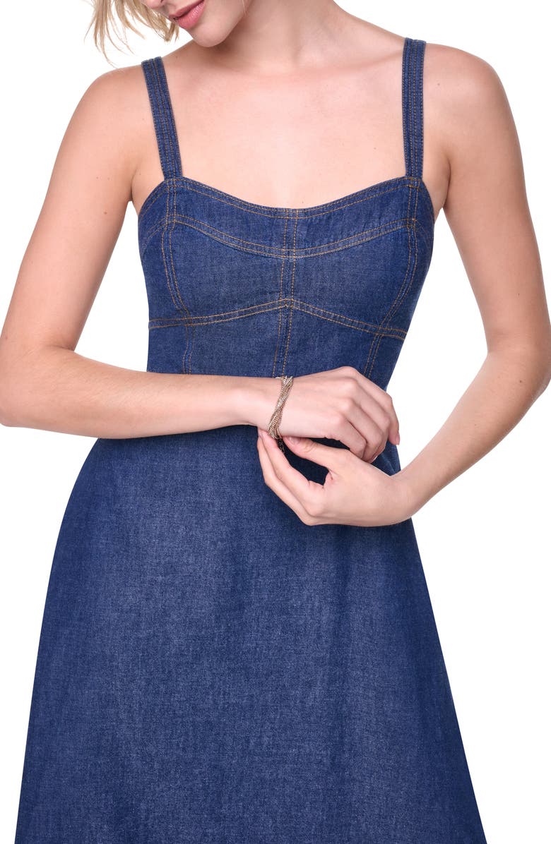 DKNY Crosby Contrast Stitch Denim Midi Dress, Alternate, color, Crosby Wash