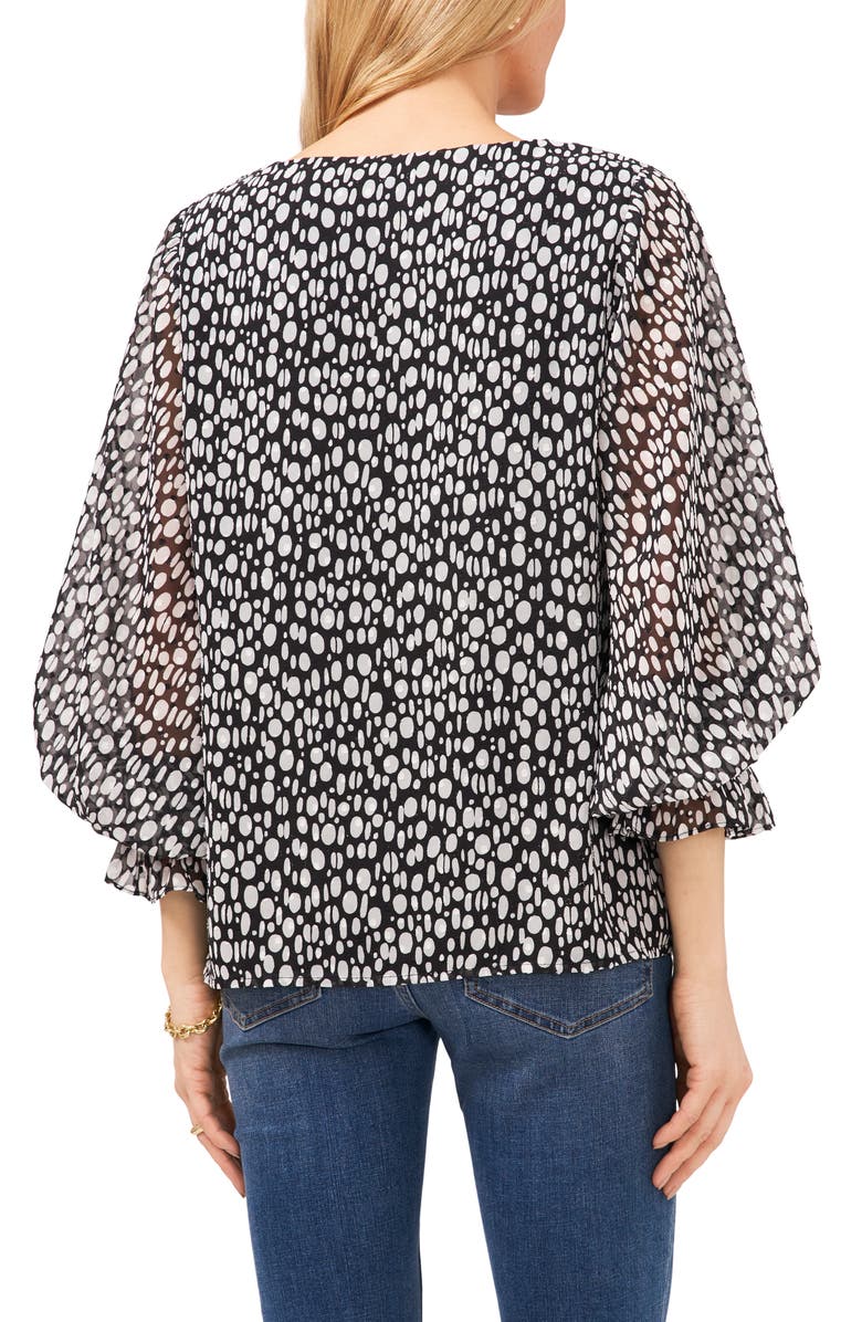 Vince Camuto Bubble Sleeve Dot Print Blouse, Alternate, color, 